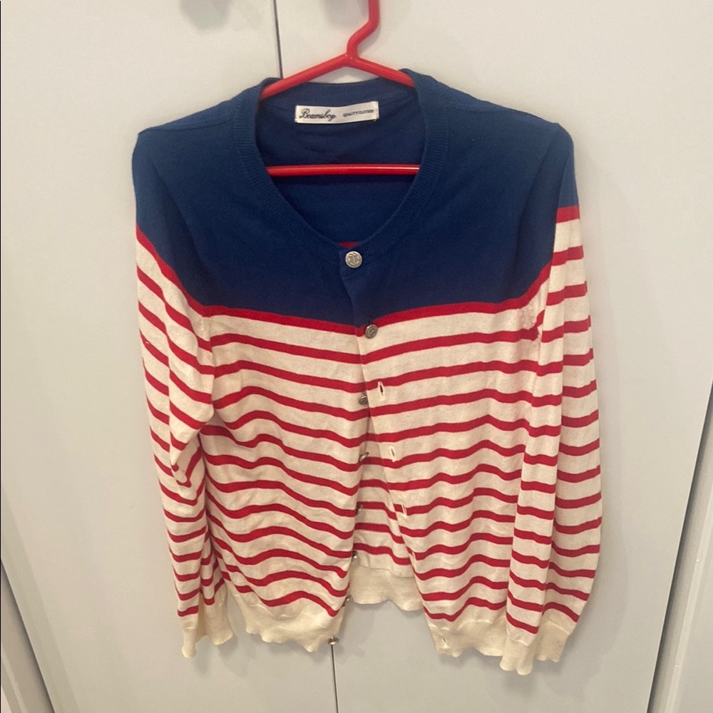 Beamsboy Navy and Red Cardigan